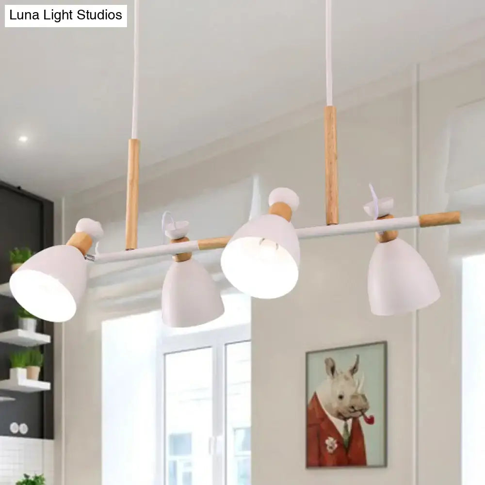 Modern white metal dome shade island chandelier – kitchen light