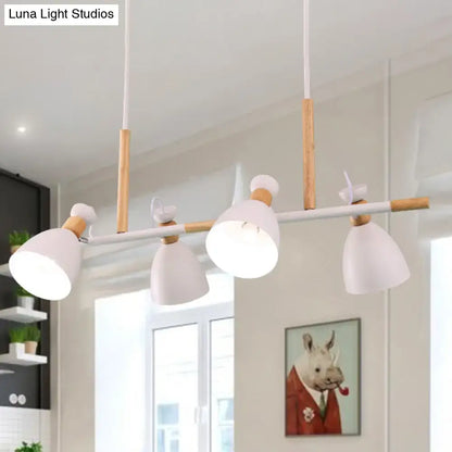 Modern white metal dome shade island chandelier – kitchen light