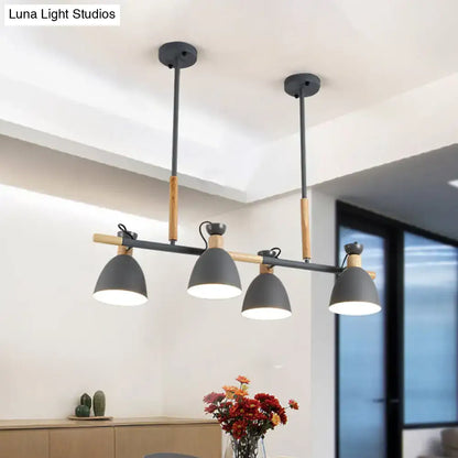 Modern white metal dome shade island chandelier – kitchen light