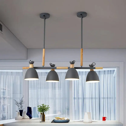 Modern white metal dome shade island chandelier – kitchen light