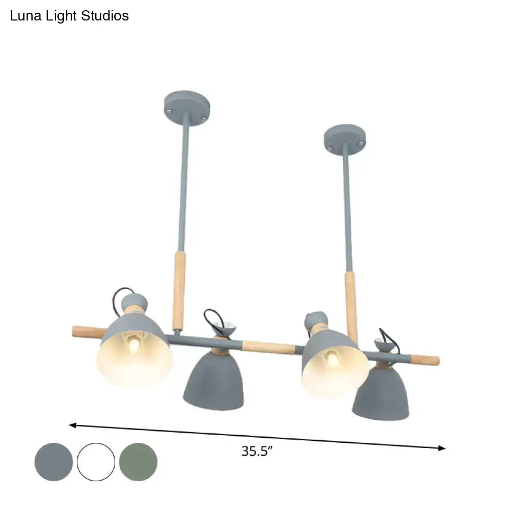 Modern white metal dome shade island chandelier – kitchen light