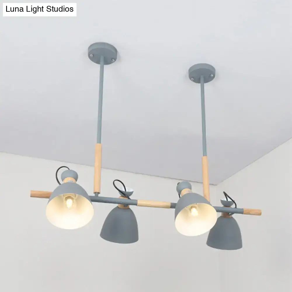 Modern white metal dome shade island chandelier – kitchen light