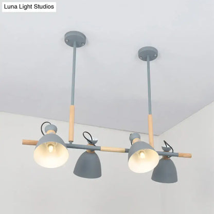 Modern white metal dome shade island chandelier – kitchen light