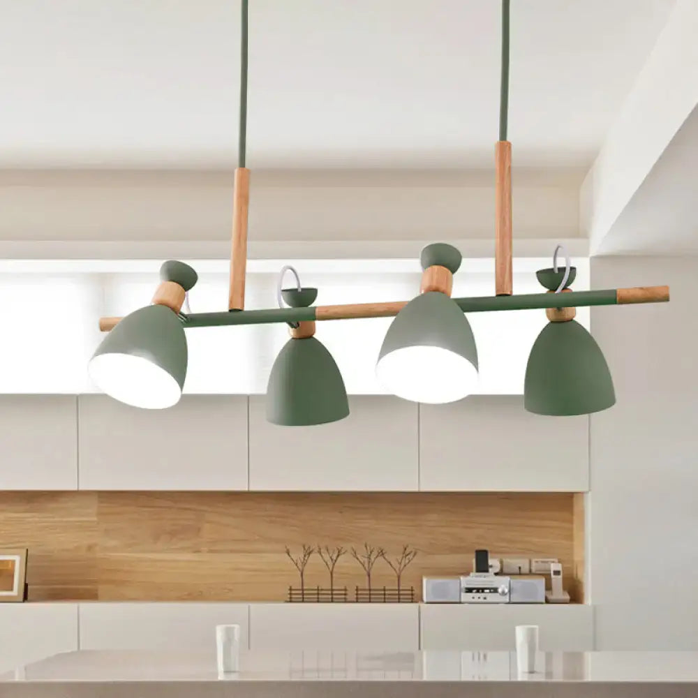 Modern white metal dome shade island chandelier – kitchen light