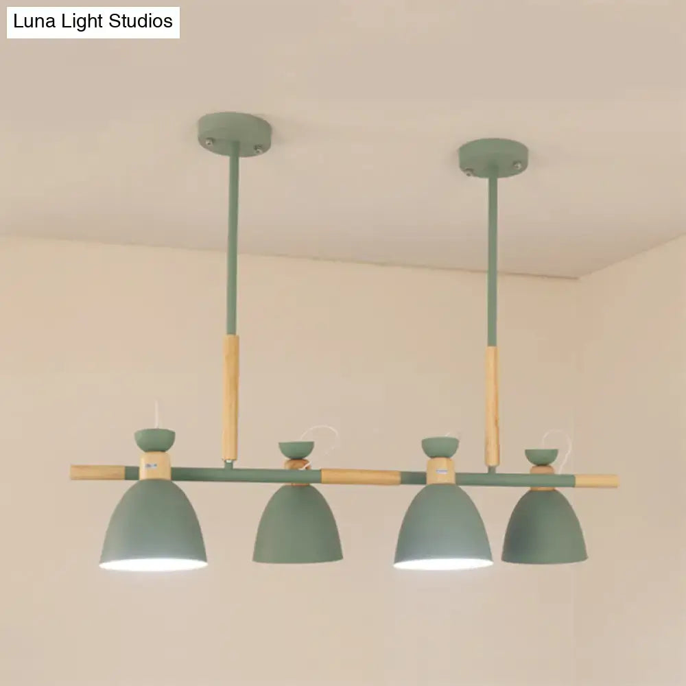Modern white metal dome shade island chandelier – kitchen light