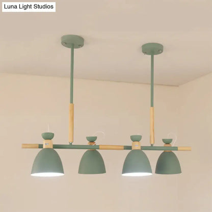 Modern white metal dome shade island chandelier – kitchen light