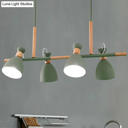 Modern white metal dome shade island chandelier – kitchen light