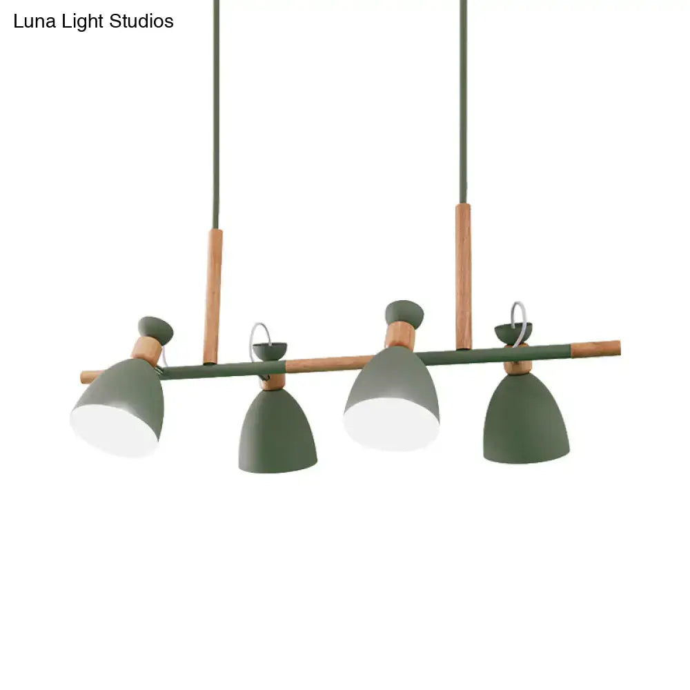 Modern white metal dome shade island chandelier – kitchen light