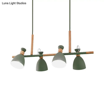 Modern white metal dome shade island chandelier – kitchen light