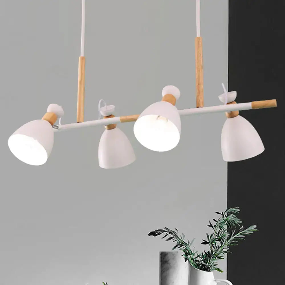 Modern white metal dome shade island chandelier – kitchen light