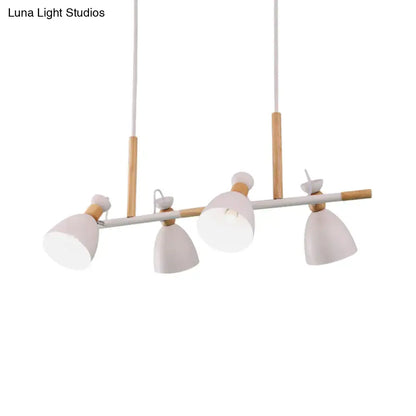 Modern white metal dome shade island chandelier – kitchen light
