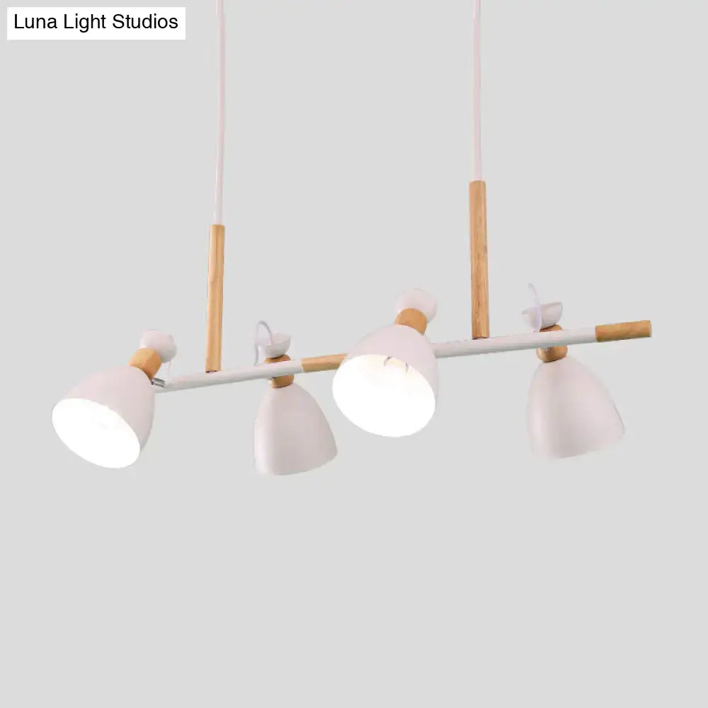 Modern white metal dome shade island chandelier – kitchen light