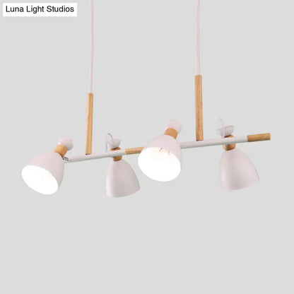 Modern white metal dome shade island chandelier – kitchen light