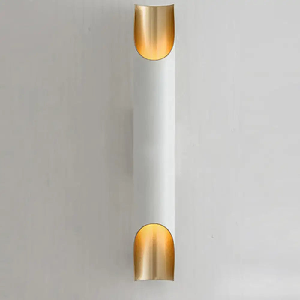 Modern white metal fixture wall sconce with gold accents living room