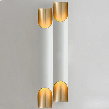 Modern white metal fixture wall sconce with gold accents living room