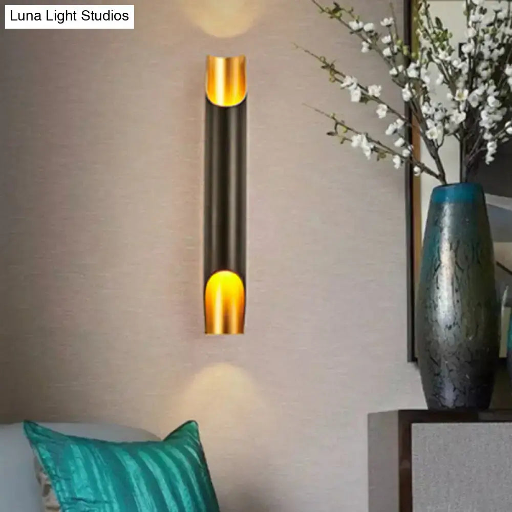 Modern white metal fixture wall sconce with gold accents living room