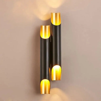 Modern white metal fixture wall sconce with gold accents living room