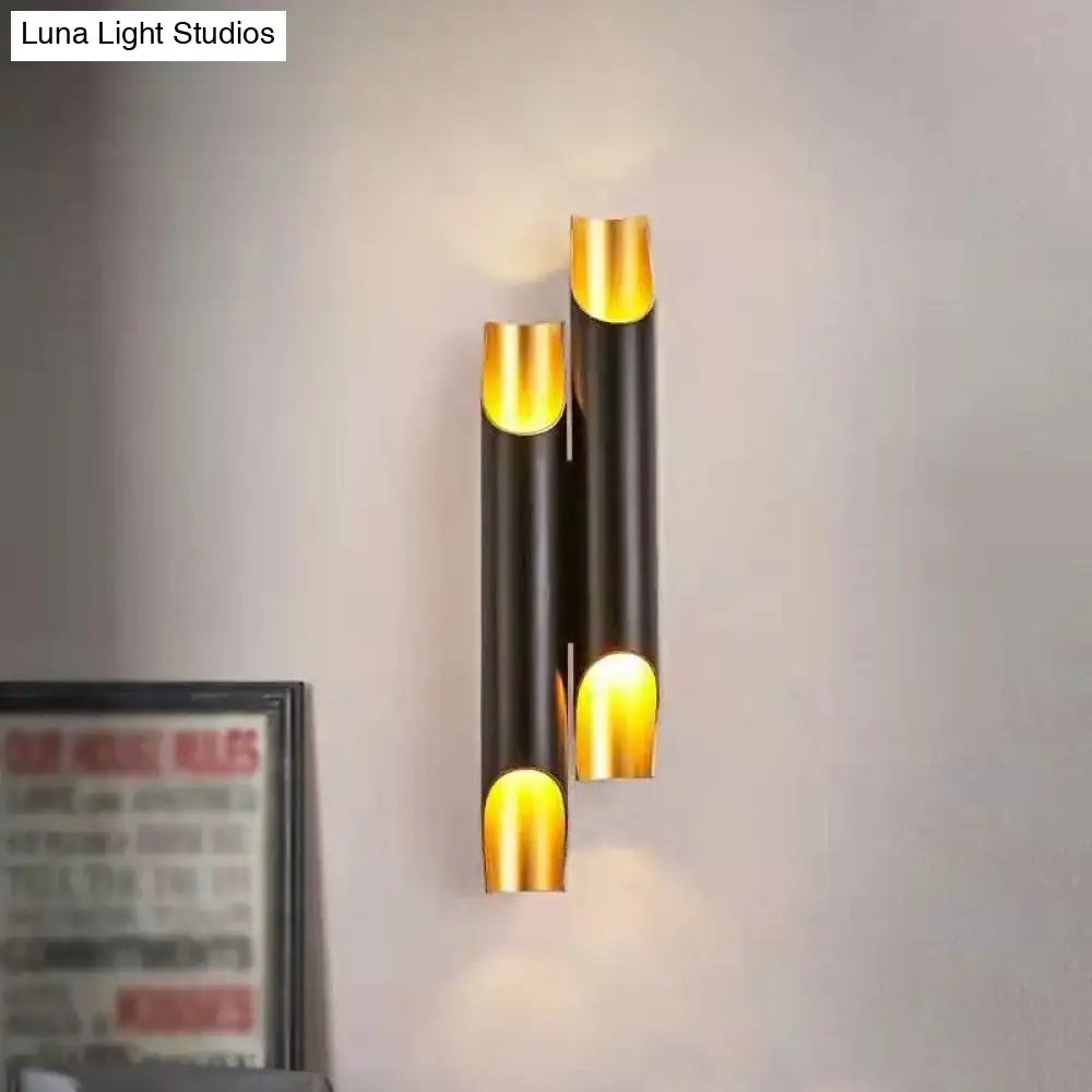 Modern white metal fixture wall sconce with gold accents living room