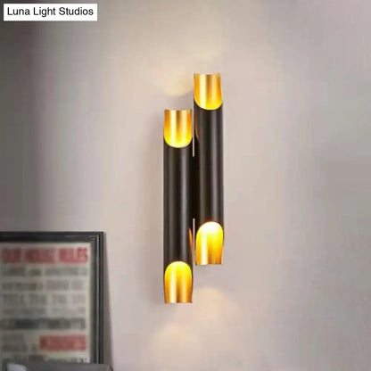 Modern white metal fixture wall sconce with gold accents living room