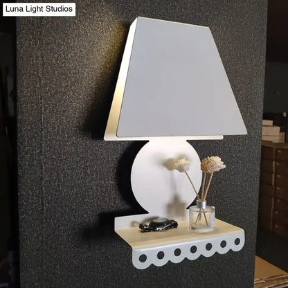 Modern white metal trapezoid wall sconce light for bedroom