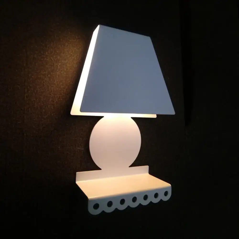 Modern white metal trapezoid wall sconce light for bedroom