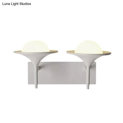 Modern white metallic flared wall sconce – bedroom led light