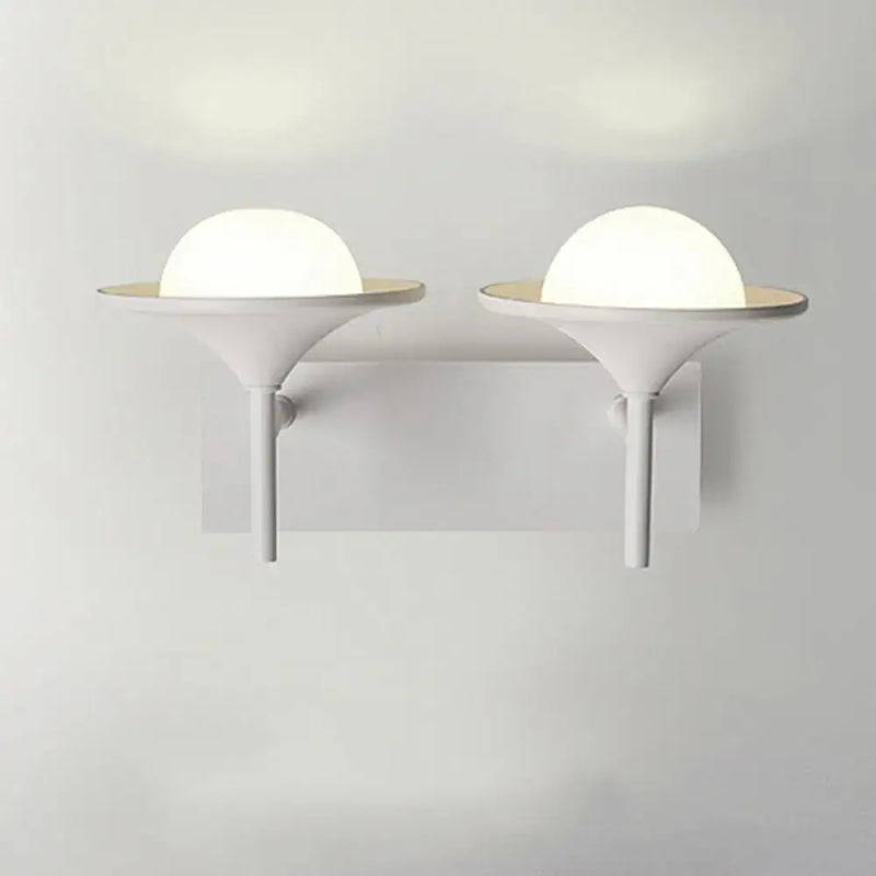 Modern white metallic flared wall sconce – bedroom led light
