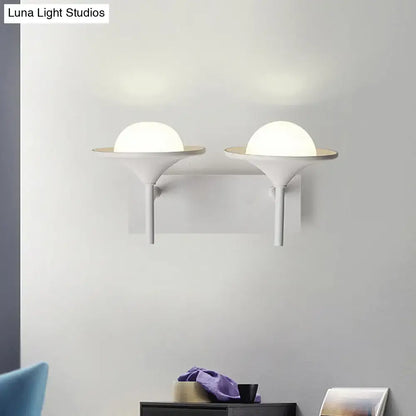 Modern white metallic flared wall sconce – bedroom led light