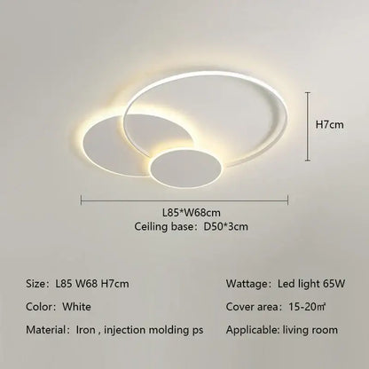 Modern white minimalist circles led ceiling lights bedroom lamp