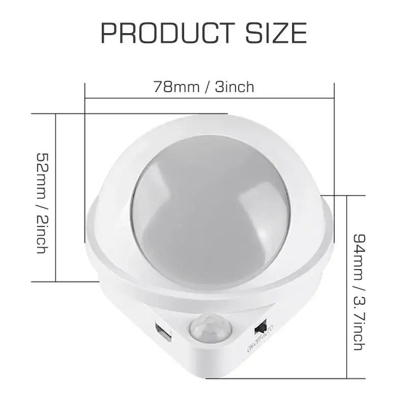 Modern white motion sensor rotating magnet night light for bedroom