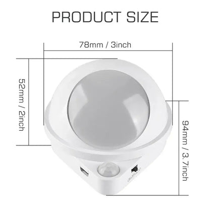 Modern white motion sensor rotating magnet night light for bedroom