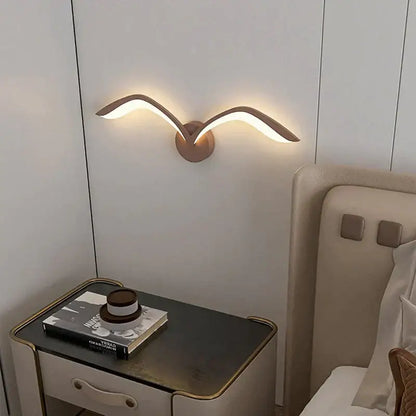 Modern white nordic avian style wall lamp bedroom wing sconce