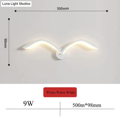 Modern white nordic avian style wall lamp bedroom wing sconce