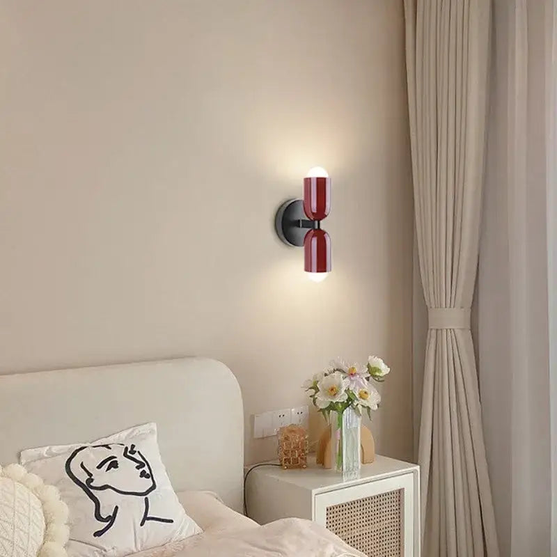Modern white & olive green macaron wall lamp bedroom sconce
