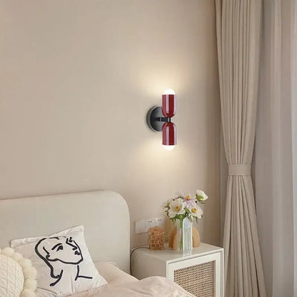 Modern white & olive green macaron wall lamp bedroom sconce