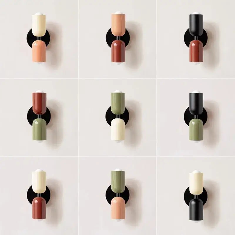 Modern white & olive green macaron wall lamp bedroom sconce