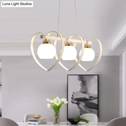 Modern white opal glass island chandelier dining room 3 lights