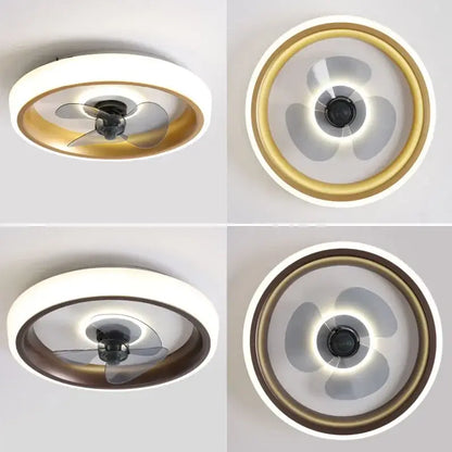 Modern white & orange circular ceiling fan light for bedroom