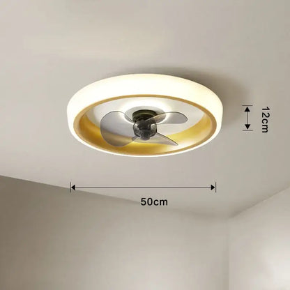 Modern white & orange circular ceiling fan light for bedroom
