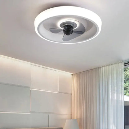 Modern white & orange circular ceiling fan light for bedroom