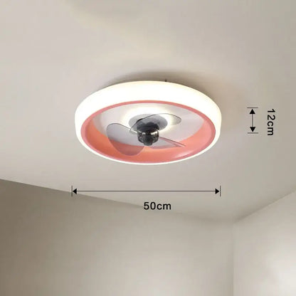 Modern white & orange circular ceiling fan light for bedroom