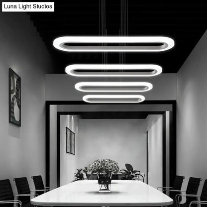 Modern white oval led office island ceiling light