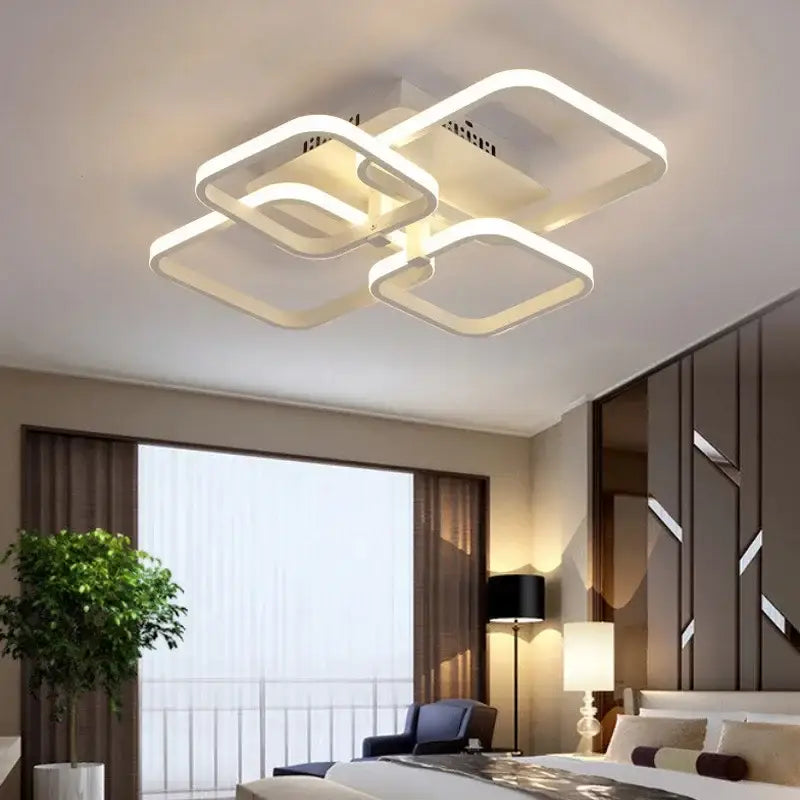 Modern white overlapping led ceiling light for living room