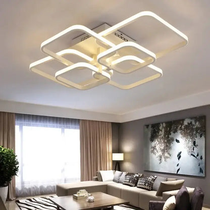 Modern white overlapping led ceiling light for living room