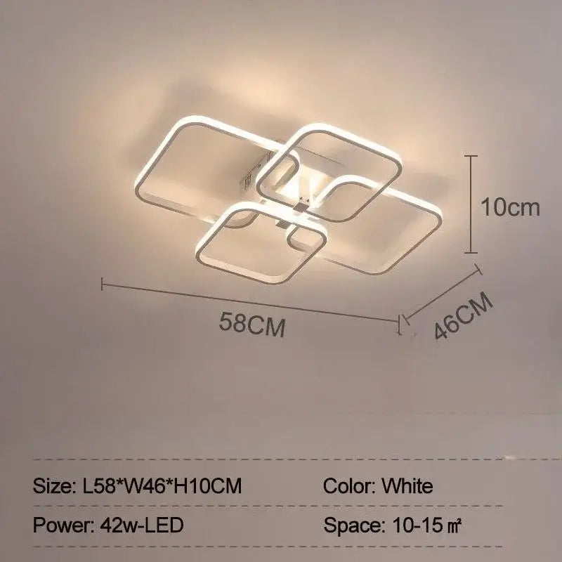 Modern white overlapping led ceiling light for living room
