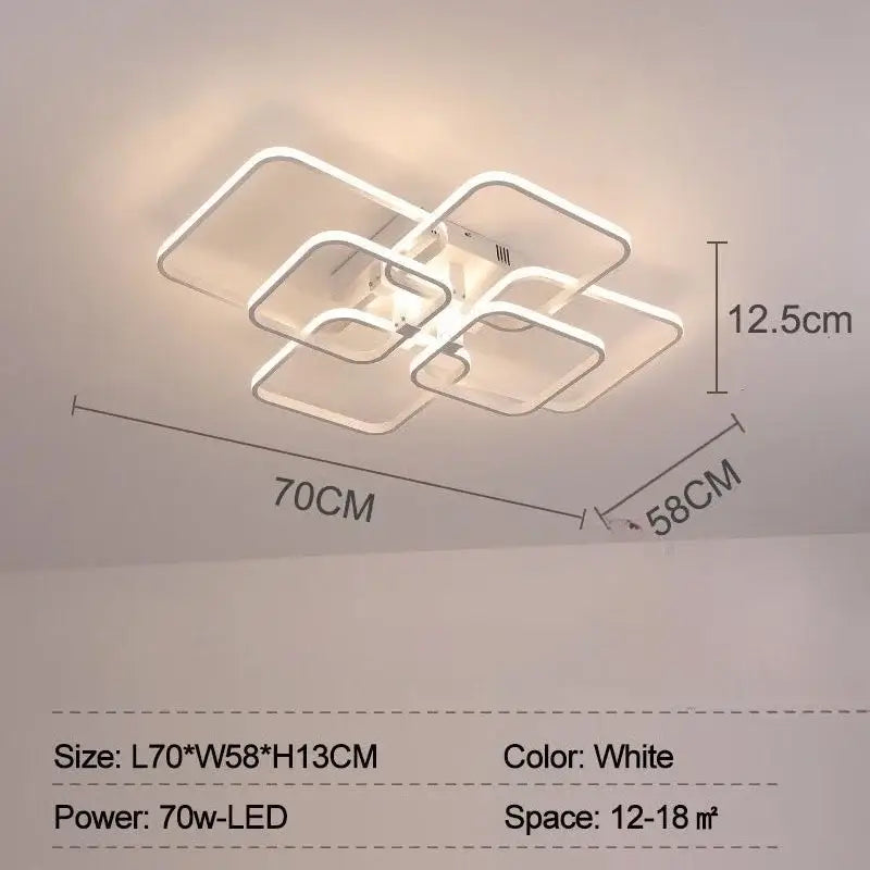 Modern white overlapping led ceiling light for living room