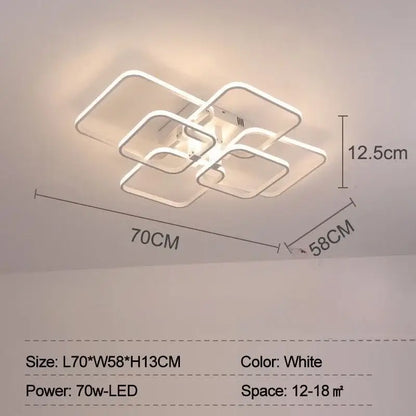 Modern white overlapping led ceiling light for living room