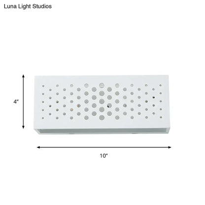 Modern white perforated rectangle wall sconce bedroom wall light