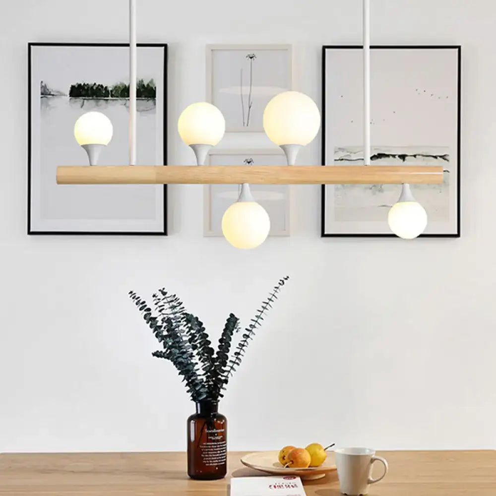 Modern white pipe island light wood dining room pendant