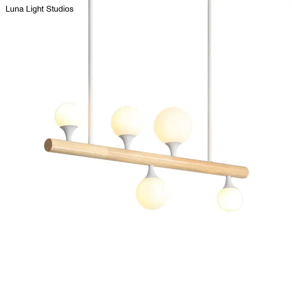 Modern white pipe island light wood dining room pendant